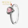 Nuevo anillo de cobre blanco Pan's sublime corazón corazón elegante corazón exultante corazón solitario logo simple corazón lujo ligero