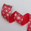 Cinta Plateada con Estampado de Copos de Nieve Verdes y Rojos de Navidad Hecha a Mano Decoraciones para Envoltura de Regalos de Navidad Cinta Decoración
