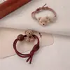 Nueva Diadema de Oso Flocado Color Café, Chica Dulce, Goma Elástica Linda, Lazo para el Cabello Versátil, Cuerda para el Cabello, Accesorios para el Cabello al por Mayor