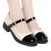 Zapatos de piel para mujer Mary Jane de bloques de color, corte bajo, nueva colección de otoño 2026, zapatos de tacón grueso, mocasines franceses vintage