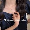 Estilo Ins Coreano Adornos Plateados Plata de Ley S925 Cadena de Aceituna de Doble Capa Anillo Rombo Lutong Collar Clavícula Sentido de Alta Calidad