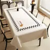 Mantel al por mayor estilo americano, impermeable y a prueba de aceite, mantel de mesa de comedor sin lavado, PVC rectangular impreso, tacto de lujo ligero y alta gama, mantel para mesa de centro