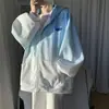Suéter cárdigan holgado de estilo coreano con abrigo degradado para hombre, nuevo otoño 2023, uniforme de béisbol con capucha de calle frita, moda ins