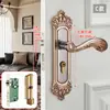 Cerradura de Puerta de Dormitorio Estilo Europeo Cerradura de Puerta Interior Sin Taladro Cerradura de Puerta Doméstica Puerta de Madera Manija de Puerta Universal Reemplazo de Cerradura de Puerta Vieja