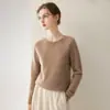 Suéter 100% Caxemira Pura para Mulheres, Tricô Gola Redonda, Pronto para Vestir, Suéter Base de Tricô, Quente, Macio, Caimento Solto, Camada Interna