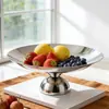 Plato de Fruta de Acero Inoxidable de Lujo Nórdico para Sala de Estar Mesa de Comedor, Bandeja de Snacks de Fruta Seca y Frutos Secos, Adorno Decorativo de Mesa, Regalo de Inauguración de Casa