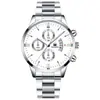 Gran Venta Transfronteriza de Explosivos Reloj de Acero para Hombre Falso de Tres Ojos Negocios Ocio Calendario Reloj de Cuarzo para Hombre en Stock