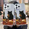 Estilo Óleo Retro Gato Negro Vino Tinto Espejo Funda para Teléfono Iphone18Pm Espejo de Maquillaje Artístico Cubierta Protectora Venta al por Mayor