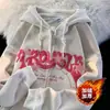 Sudadera con capucha gruesa forrada de polar para comercio exterior para hombre, chaqueta de pana con cremallera para otoño e invierno con estrellas y letras bordadas