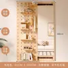 Perchero de Madera Maciza con Espejo de Vestir Integrado, Estante de Almacenamiento para Montar en Puerta, Espejo de Cuerpo Entero Deslizante para Montar en Pared para Recibidor