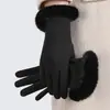 Luvas Quentes para Mulheres no Inverno, Espessadas com Lã, Fofas, à Prova de Vento, Espessadas com Lã, Adequadas para Ciclismo ao Ar Livre, Luvas Quentes com Tela Sensível ao Toque
