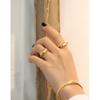 JF279 Anillo de Plata Distintivo Estilo Coreano Ancho Ins Diseño de Cara Ancha Irregular Convexo Anillo de Plata de Ley S925 para Mujeres