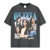 Camiseta Estampada de Manga Curta Olivia Olivia Rodrigo Vintage Americana Lavada Algodão Pesado Tendência T