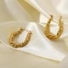 Brincos Torcidos Retrô Franceses em Forma de U, Brincos Elegantes, Aço Titânio Banhado a Ouro 18K Cor Inoxidável Brincos de Aço Inoxidável que Não Desbotam