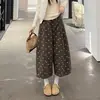 Calça casual feminina de cintura elástica, estampa de bolinhas, sensação solta, perna larga, comprimento oito-nove, outono, estilo coreano, emagrecimento, baixa estatura, calça tipo balão