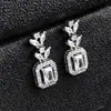 Nuevos Pendientes Cuadrados para Mujer Llenos de Diamantes, Pendientes Elegantes de Lujo Accesible, Pendientes de Circonita de Moda E005
