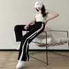 Pantalones deportivos nuevos 2024 para mujer, primavera y otoño, cintura alta, drapeados, casuales, talla grande, pantalones rectos, ajustados, pierna ancha pequeña
