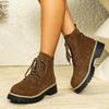Diferencia de código 0.672025 Botines de Piel Ante Multicolor Nuevos Otoño e Invierno para Mujer Estilo Británico con Cordones Suela Gruesa