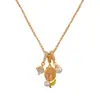 Colar Pingente Tulipa de Zircônia e Pérola, Moda Versátil de Verão, com um Toque de Luxo Leve, Simples e Sofisticado