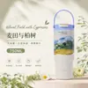 Termo personalizado Van Gogh para Mujer con Revestimiento Interior de Cerámica, Gran Capacidad, Vaso de Agua de Acero Inoxidable 316 para Estudiantes con Popote