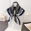 Pañuelo pequeño cuadrado de mezcla de algodón y lino, con patrón geométrico simple, tacto de terciopelo sintético y textura de espiga, para la cabeza, chal, bufanda decorativa para el cuello y bufanda