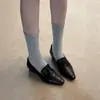 Versão em Couro Macio~ Mocassins Acadêmicos Estilo Retrô Preto Femininos Slip-on Bico Fino Emagrecedores para o Trabalho Mocassins Escondidos para Aumentar a Altura