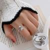 Anillo de Plata S925 Versión Coreana Elegante Dulce Lazo Corazón para Mujer, Moda Vintage, Artesanía Exquisita, Elegante Anillo Abierto para Dedo Índice