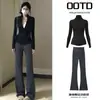 Conjunto de Roupa de Fitness Slim Fit Preta para Mulheres Primavera/Verão Yoga Pilates Casual Versátil Jaqueta Top Sportswear