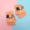 Guantes para niños otoño e invierno cálidos de medio dedo con tapa de dibujos animados lindos de punto con dedos descubiertos para bebé con forro polar engrosado para niños y niñas