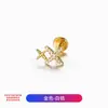 Aretes de Aleación de Titanio F136 Doble Estrella de Cuatro Puntas Incrustados con Circonita 5A Roscado Interno Cartílago Auricular Labio Studs Joyería para Piercings de Titanio G23