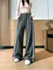 Pantalones de chándal anchos de doble raya estilo callejero retro americano para mujer, pantalones casuales holgados para otoño 2026 con cordón, pantalones deportivos