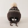 Chapéu Grande Infantil Gorro de Lã de Inverno Chapéu Espesso Quente com Proteção para Orelhas Chapéu de Tricô para Meninos e Meninas Bebê Estilo Estrangeiro Chapéu à Prova de Vento Estilo Britânico