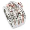 Chenrui deseja fornecimento transfronteiriço novo anel de diamante flash micro cravejado com zircônia anel criativo europeu e americano feminino com separação de cor cruzada