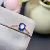 Anillo de Zafiro Azul Real Natural Color Buen Grano Plata S925 Seiko Incrustado Tamaño Piedra Principal 6*7mm