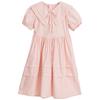 Vestido de Manga Curta para Meninas 2026 Verão Novo Estilo Vestido de Algodão com Manga Bufante e Gola para Crianças Maiores Doce Vestido de Princesa