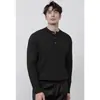 Suéter de Malha com Gola Henry para Homens, Outono e Primavera, Manga Longa, Quente, Comércio Exterior, Atacado Transfronteiriço Suéter Masculino