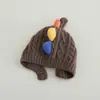 Gorros Infantiles Primavera y Otoño Nuevo Estilo Lindo Dibujo Animado Dinosaurio Gorro de Punto para Niños y Niñas Bebé Cálido Protector de Orejas Lana Moda