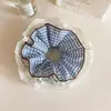 Estilo Coreano Grande Azul Encaje Cuadros Preppy Gama Alta Versátil Flor para Coleta Lazo para el Cabello Moño Accesorio para el Cabello para Mujeres