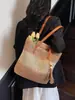 Bolso de Paja Rayado de Color Contrastante Estilo Nuevo Nicho Coreano Bolso de Hombro Bolso de Axila Versátil Casual Gran Capacidad Bolso Tejido