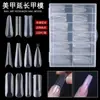 Arte de Uñas Uñas 120 Piezas Caja Molde para Uñas de Extensión de Cristal con Papel de Escala Bandeja sin Papel Modelo Pegamento para Extensión Molde Transparente para Uñas