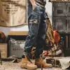 Pantalones vaqueros retro de estilo americano de Hong Kong, de peso pesado, holgados, rectos, de marca, de trabajo, de pierna ancha, informales, con acabado de piedra.