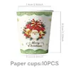 Amazon TK Festa de Natal Utensílios de Mesa Pratos de Papel Árvore de Natal Verde Sino Copos e Pratos de Papel Descartáveis Suprimentos