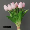 Buquê de Tulipas Artificiais com 7 Hastes de Borracha Macia, Arranjo de Flores Artificiais para Sala de Estar, Mesa de Jantar, Hall de Entrada e Decoração de Mesa