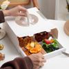 Caja de pastel portátil de cuatro palacios con ventana abierta, caja de embalaje para postre Mu Si, caja de embalaje para té de la tarde, caja de embalaje Beckham de lino con carne, color blanco
