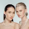 Os Acessórios de Moda Mais Quentes da Amazon, Conjunto de Brincos e Colar de Pérolas Multicamadas Estilo Coreano, Conjunto de Colares de Luxo Acessível Francês