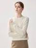 Novo suéter de malha gola redonda 100% caxemira pura outono e inverno para mulheres, suéter base versátil de corte justo