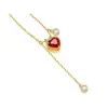 Collar colgante de corazón rojo pequeño, moderno y conmovedor, una pieza lujosa y versátil para el uso diario, con un diamante rojo en forma de corazón y diseño de borla