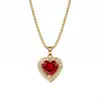 Collar Popular con Forma de Corazón Transfronterizo Europeo y Americano para Mujer, Cobre Incrustado con Circonita, Colgante de Corazón, Cadena para Clavícula, Joyería Corazón del Océano, Suministro Directo