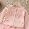 Suéter para 9 Niñas Colección Otoño/Invierno, Falda de Tul Estilo Princesa, Nuevo Conjunto de Cárdigan Tejido Estilo Coreano Otoño/Invierno para Bebés Niñas