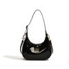 Bolso de hombro de charol bolso de mujer bolso bandolera bolso de axila bolso para ir al trabajo alta moda versátil letra dumpling bag Luna